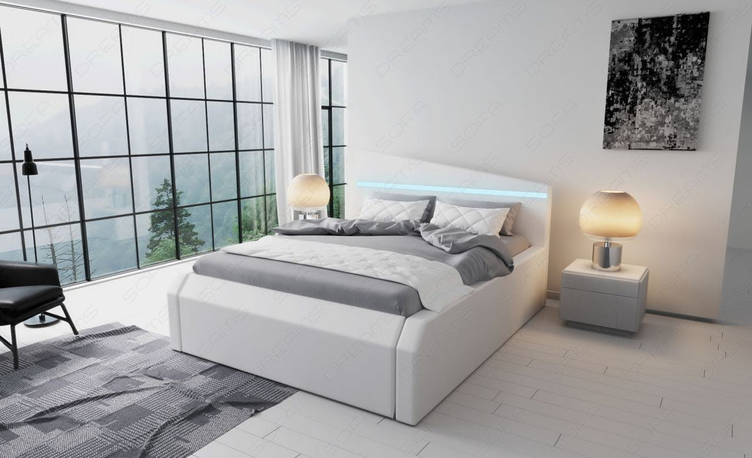 Designerbett Nelassa in weiss