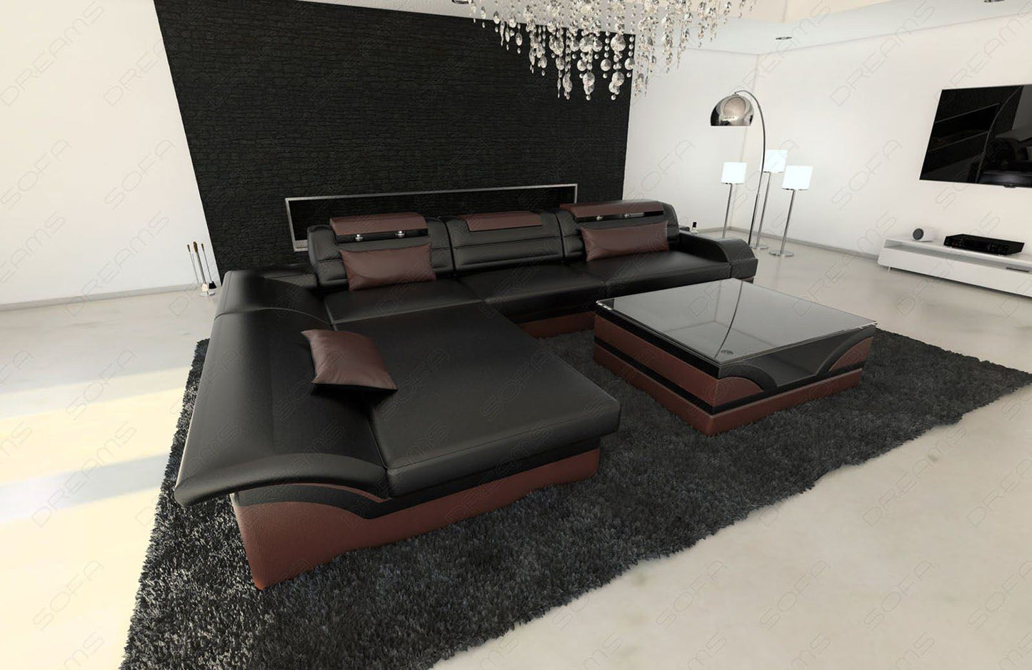 Corner Sofa Megano As A Leather Sofa With Ottoman