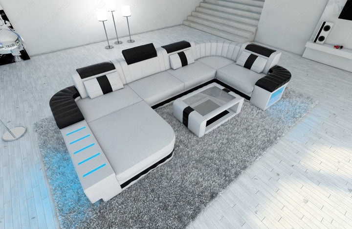 Sofa Wohnlandschaft Bellagio U Form weiss-schwarz