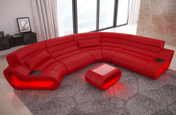Ledersofa Wohnlandschaft Concept C Form in rot