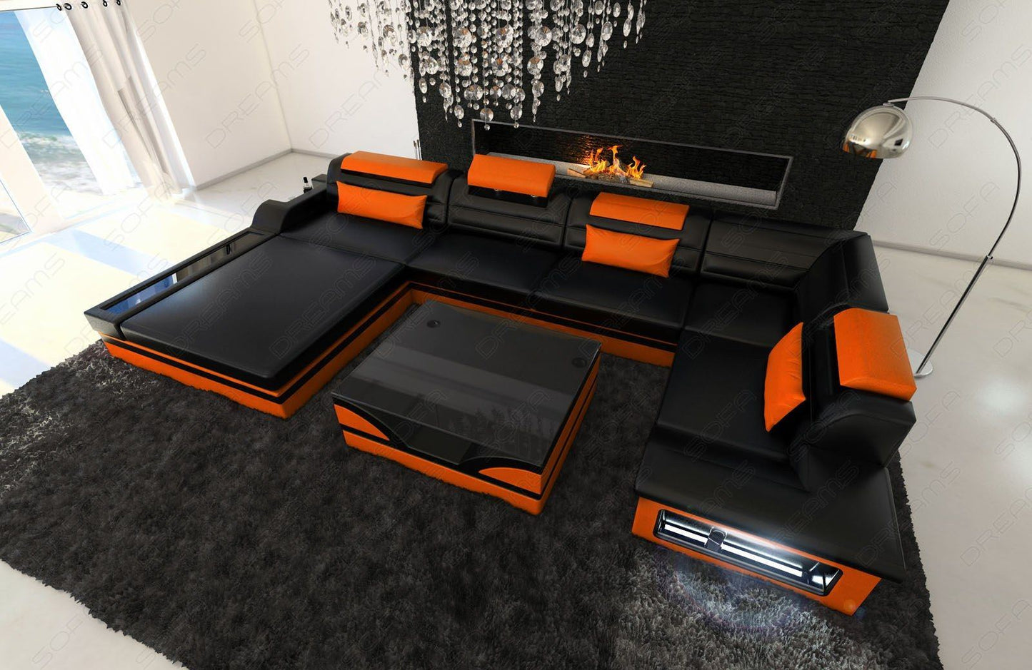 Sectional Mezzo Mini Leather Sofa Led
