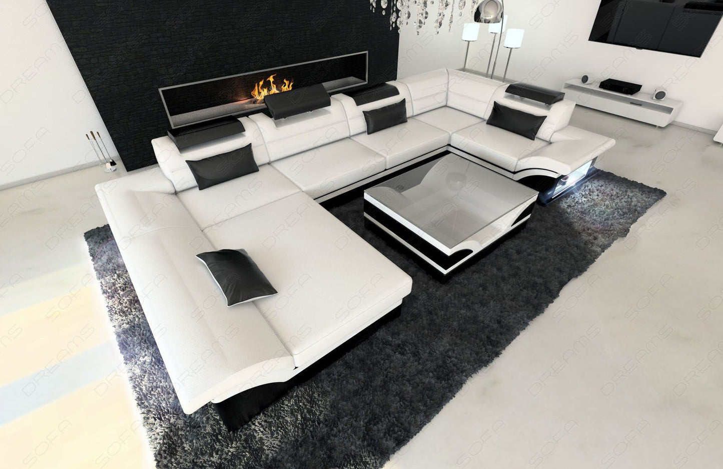 Leather Sectional Enzo With Led And Usb