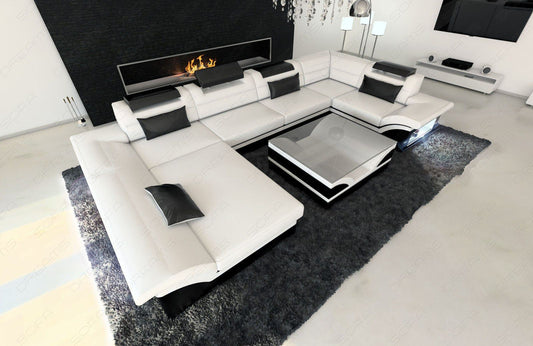 Leather Sectional Enzo With Led And Usb