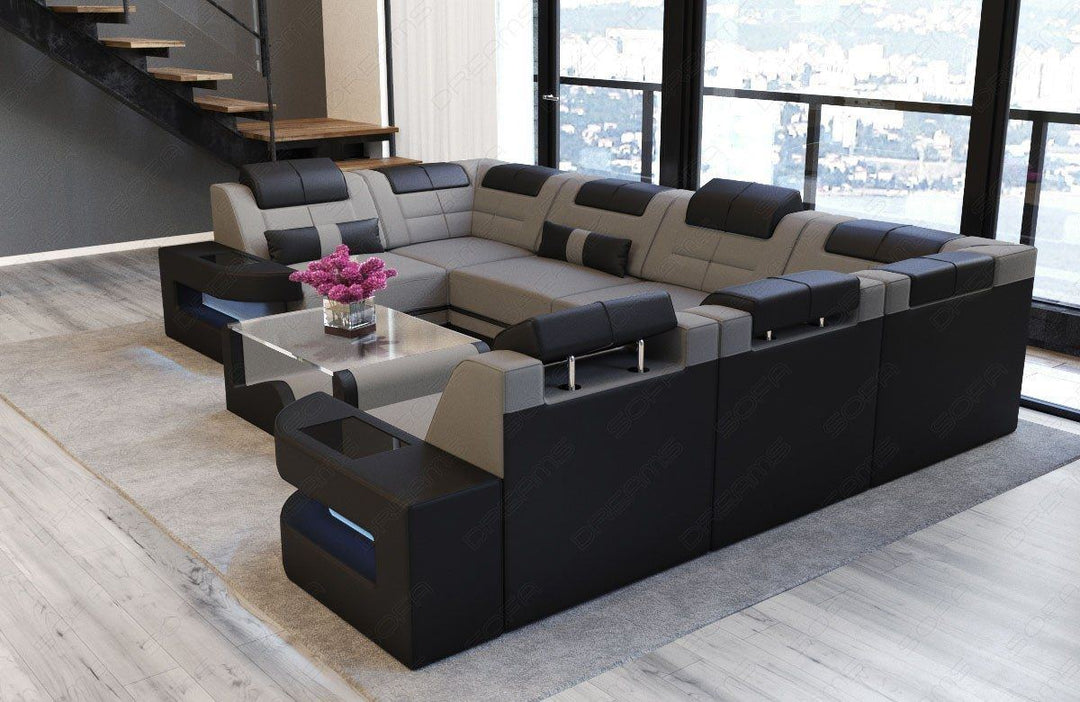 Stoff Wohnlandschaft Como U Form in taupe - Mineva21