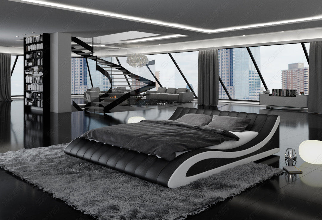 Modernes Designer Bett Gestell Aido in schwarz - weiÃŸ