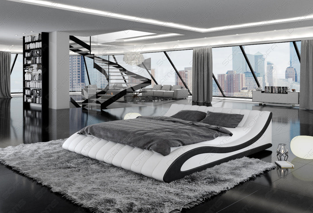 Modernes Designer Bett Gestell Aido in weiÃŸ - schwarz