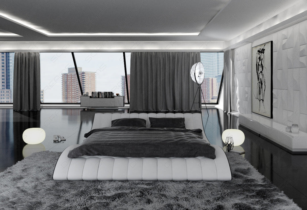 Modernes Designer Bett Gestell Aido in weiÃŸ - schwarz