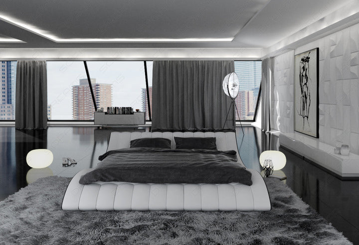 Modernes Designer Bett Gestell Aido in weiÃŸ - schwarz