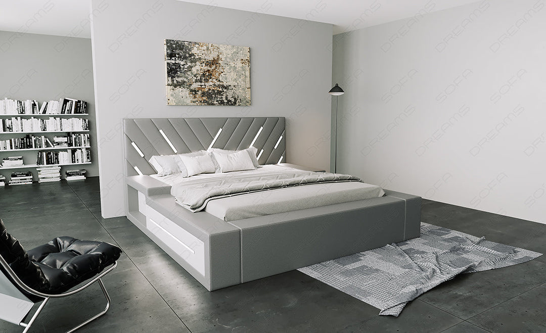 Designer Luxus Bett Contrada in grau
