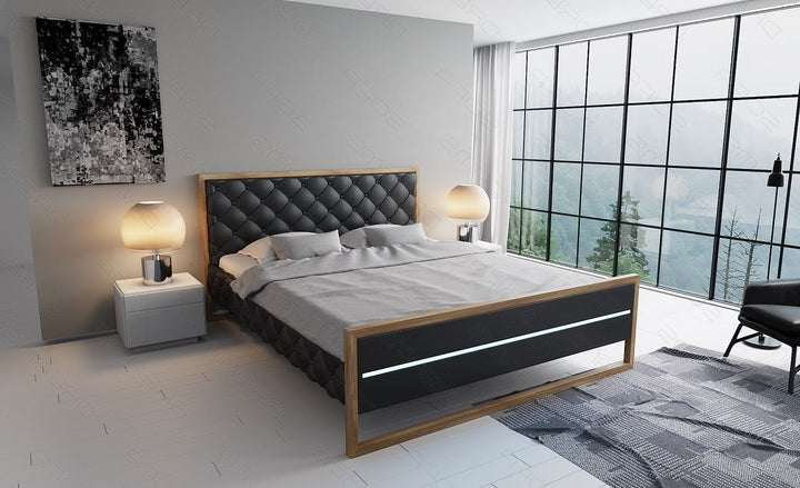 Leder Designerbett Levanto in schwarz