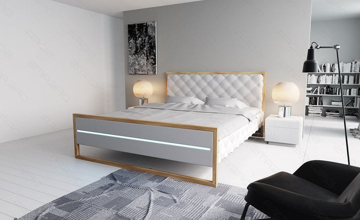 Leder Designerbett Levanto in weiÃŸ