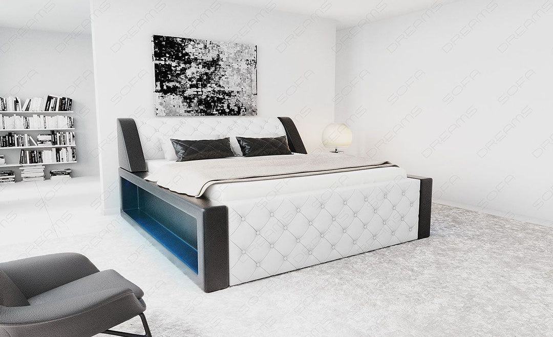 Edles Boxspringbett Arezzo weiÃŸ-schwarz