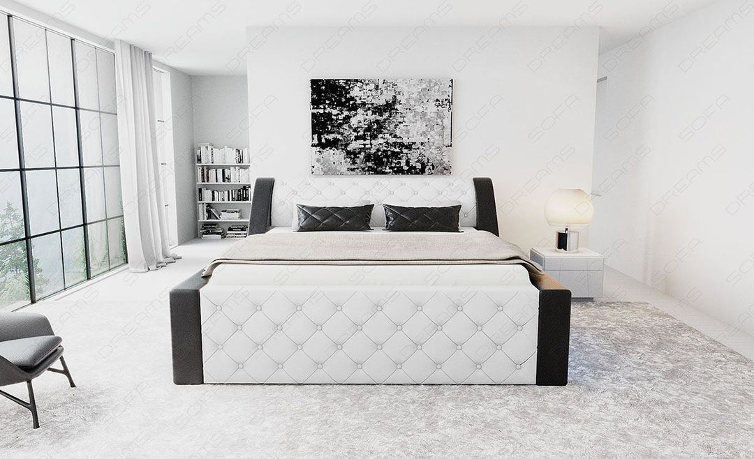 Design Bett Arezzo in weiss schwarz
