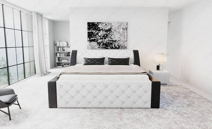 Design Bett Arezzo in weiss schwarz