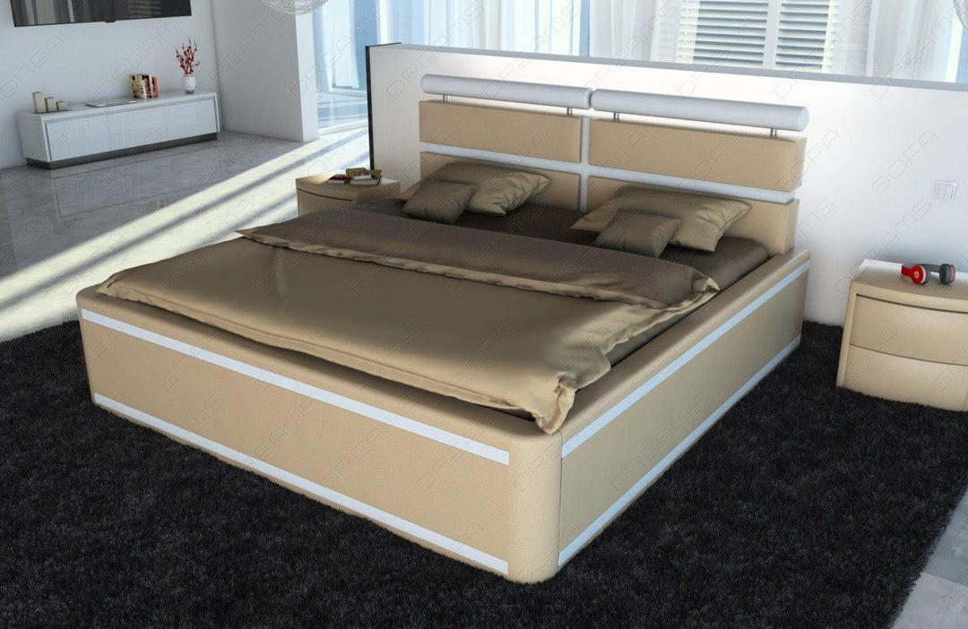 Modernes Wasserbett Venedig sandbeige-weiÃŸ