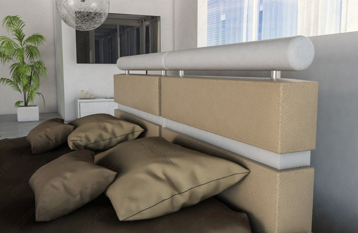 Design Boxspringbett Venedig in sandbeige-weiÃŸ - Detailbild Kopfteil