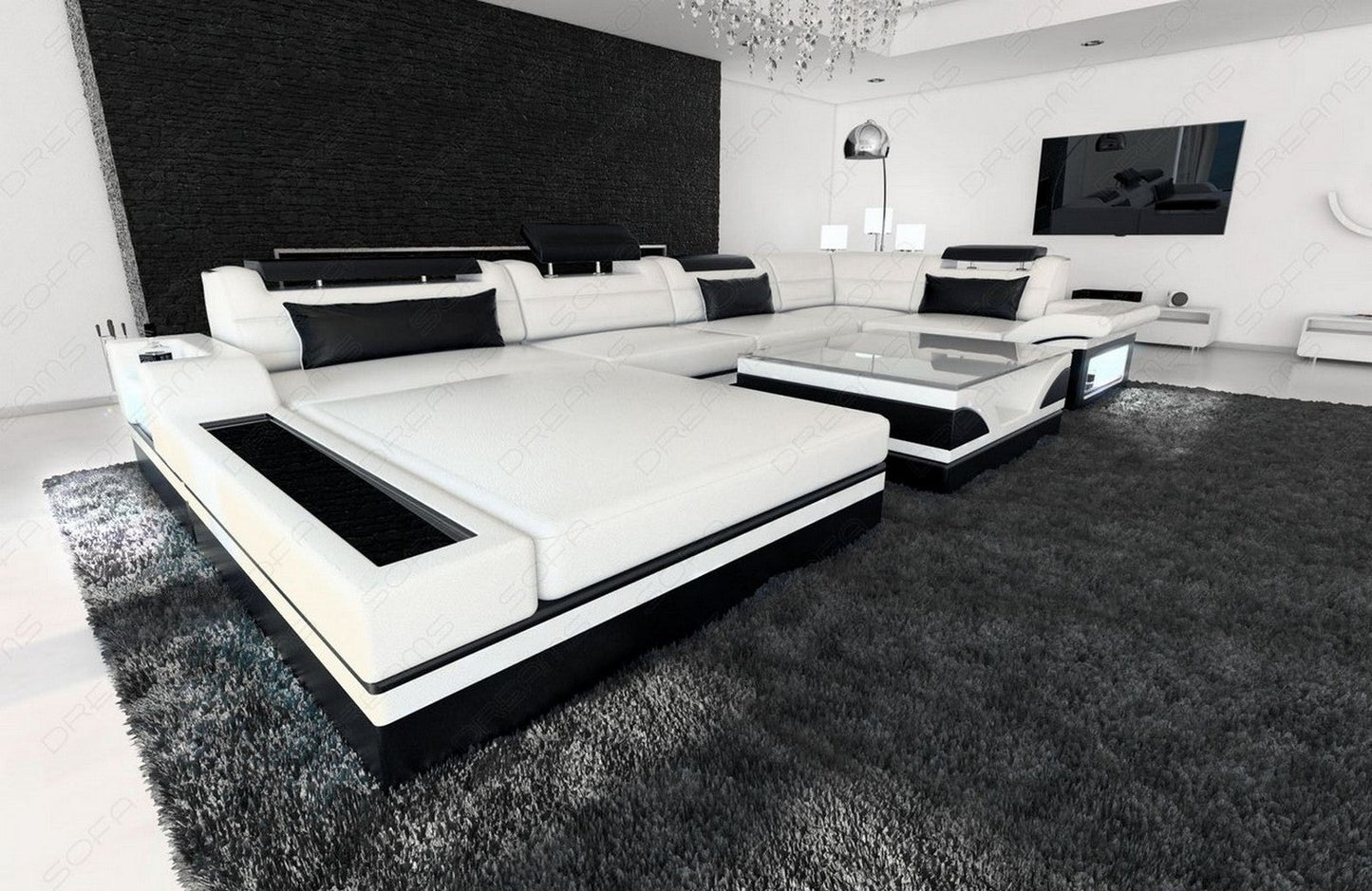 Sectional Mezzo Mini Leather Sofa Led