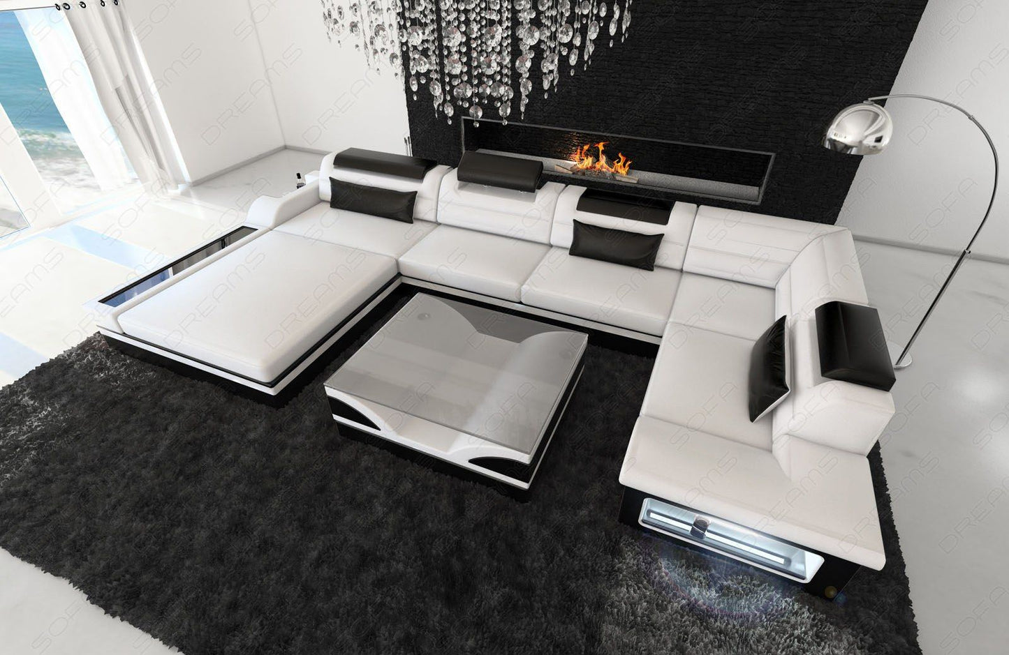 Sectional Mezzo Mini Leather Sofa Led