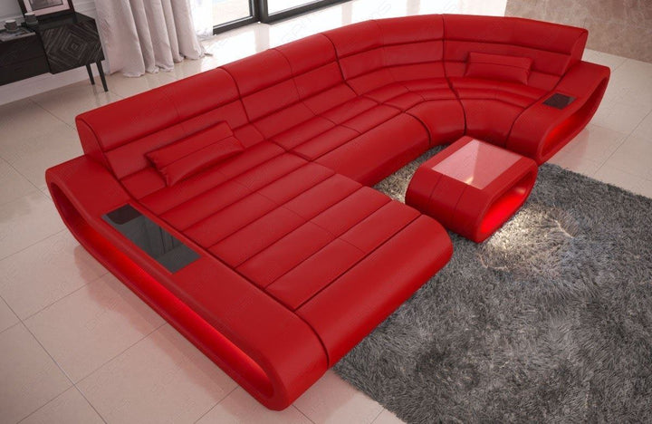 Design Leder Wohnlandschaft Concept U Form in rot