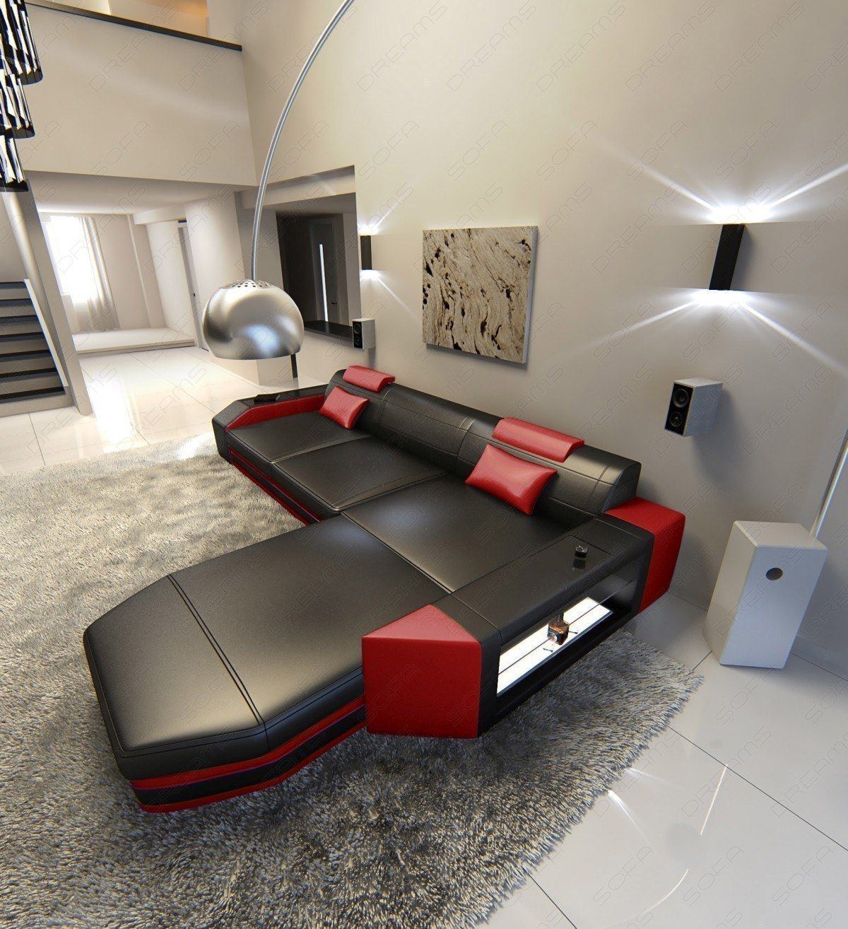 Corner Sofa Terano Leather Sofa With Ottoman