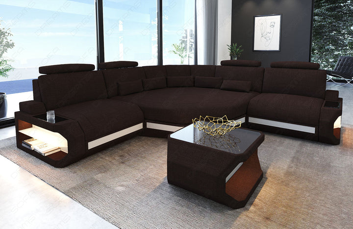 Design Polstersofa Asti L Mini in graubraun - Hugo16 Strukturstoff