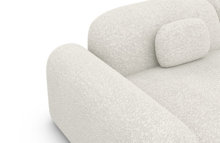 Stoff Eckcouch Barcelona L Form mit Boucl??stoff Bezug - Weiss - Detailansicht