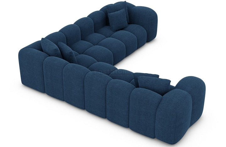 Luxus Stoffsofa Formentera L Form Strukturstoff in Blau
