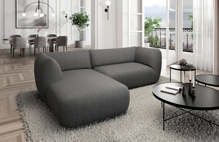 Polster Ecksofa Madrid L Form mit Strukturstoff Bezug - Anthrazit
