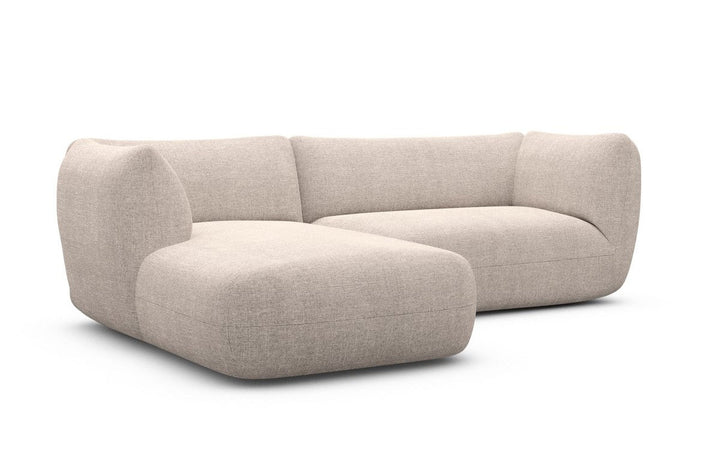 Polster Ecksofa Madrid L Form mit Strukturstoff Bezug - Beige