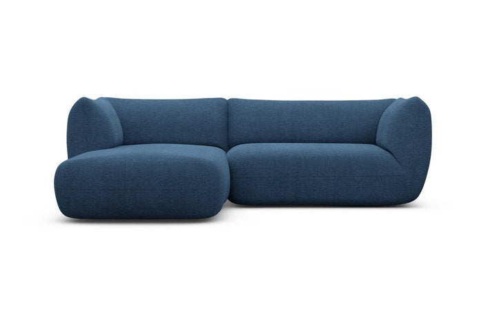 Polster Ecksofa Madrid L Form mit Strukturstoff Bezug - Blau