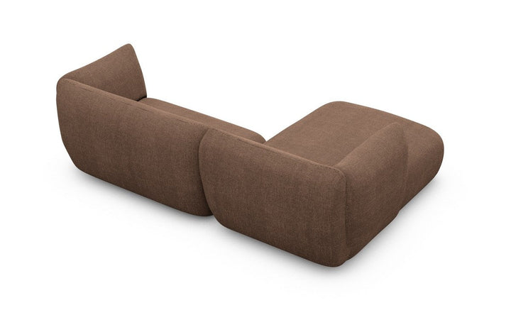 Polster Ecksofa Madrid L Form mit Strukturstoff Bezug - Braun