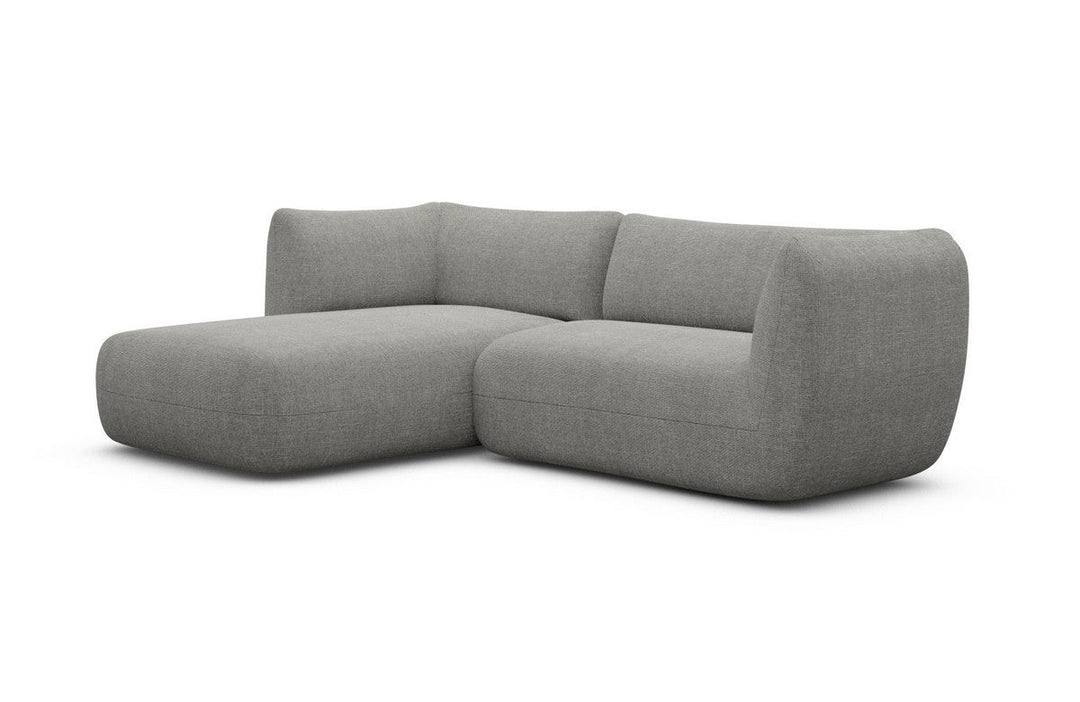 Polster Ecksofa Madrid L Form mit Strukturstoff Bezug - Dunkelgrau
