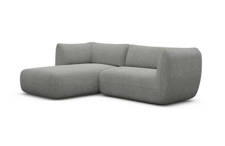 Polster Ecksofa Madrid L Form mit Strukturstoff Bezug - Dunkelgrau