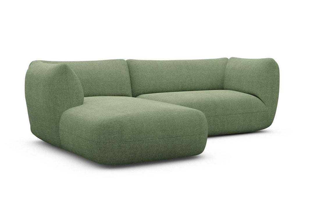 Polster Ecksofa Madrid L Form mit Strukturstoff Bezug - Gr?¬n