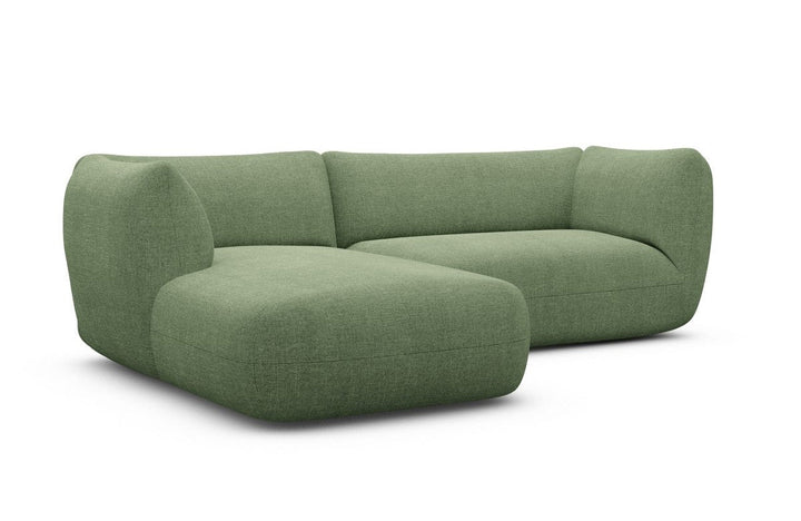 Polster Ecksofa Madrid L Form mit Strukturstoff Bezug - Gr?¬n