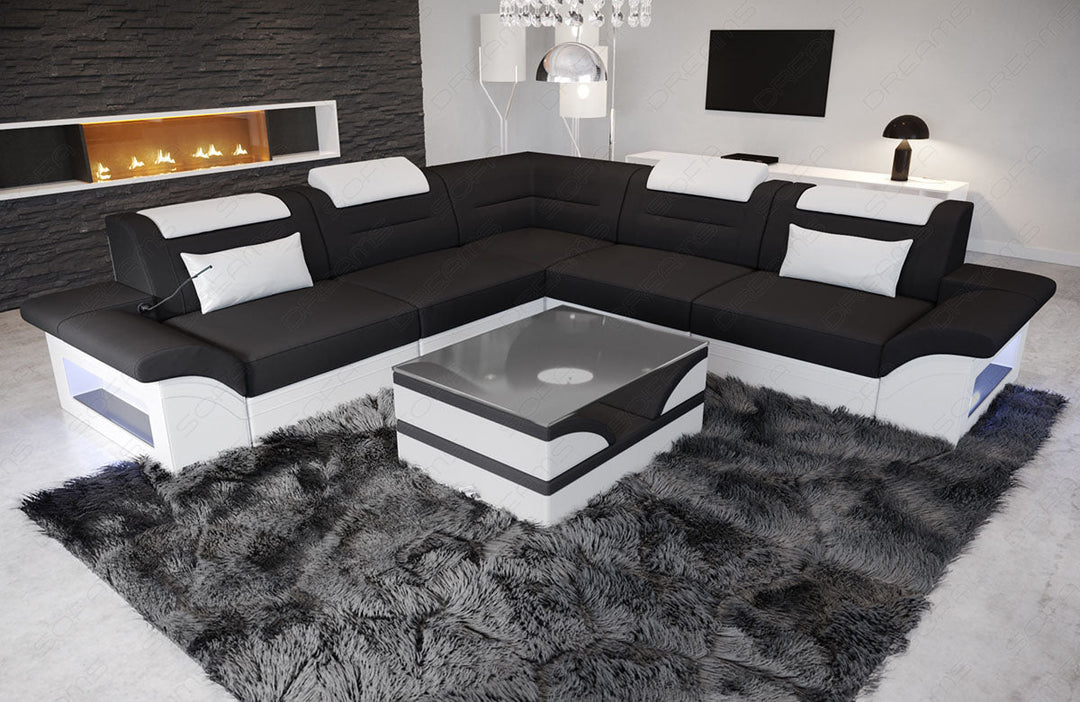 Mikrofaser Eckcouch Brianza L Form in schwarz - Mineva14