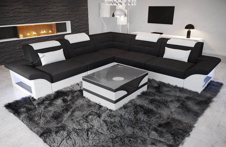 Mikrofaser Eckcouch Brianza L Form in schwarz - Mineva14