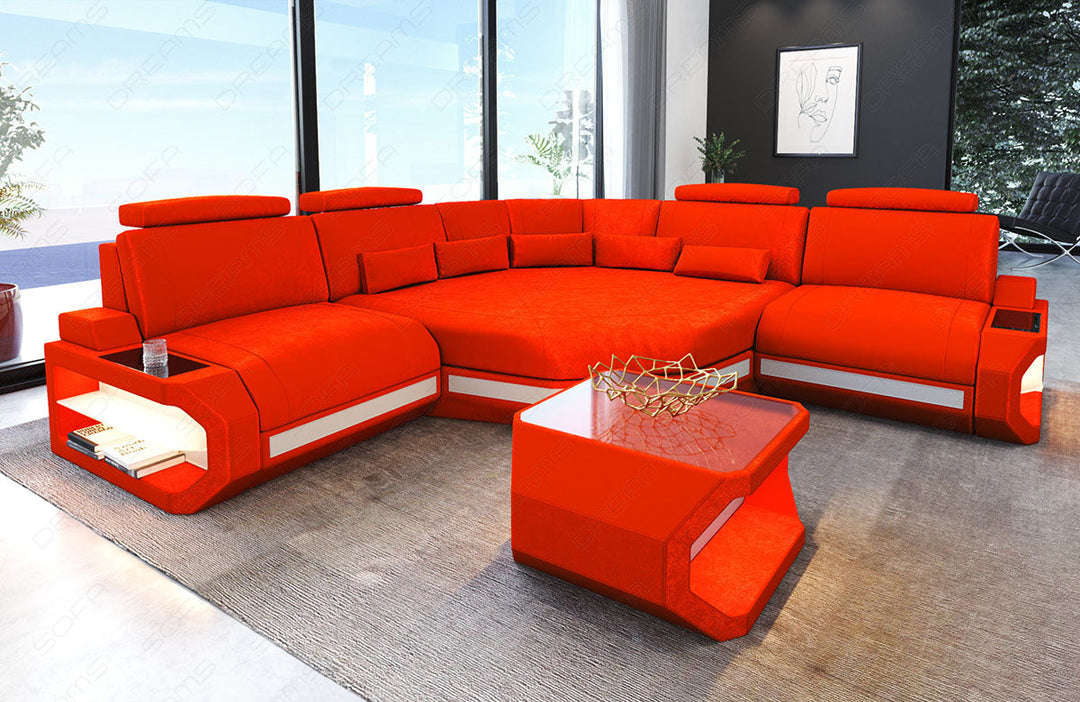 Polster Eckcouch Asti L Mini mit Samtstoff Bezug in orange - SunVelvet1012