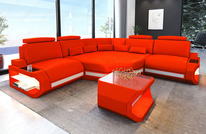 Polster Eckcouch Asti L Mini mit Samtstoff Bezug in orange - SunVelvet1012