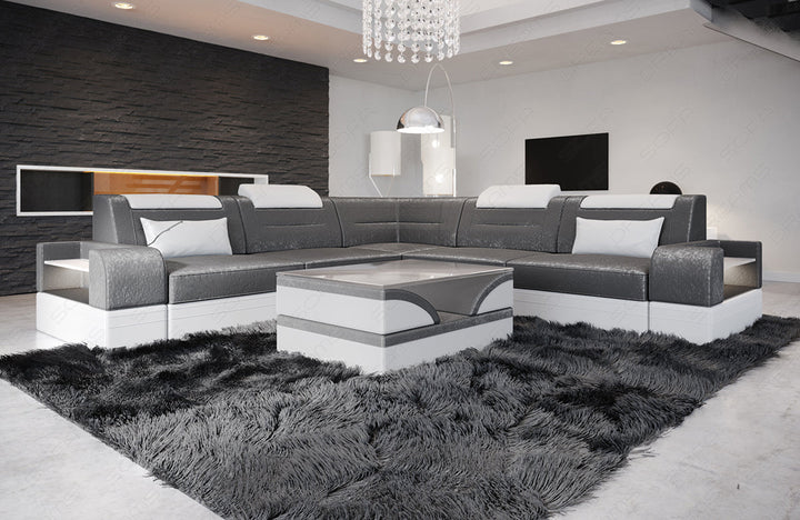 Polster Ecksofa Trivento L Form in warmgrau - SunVelvet1024 - Akzentfarbe weiÃŸ