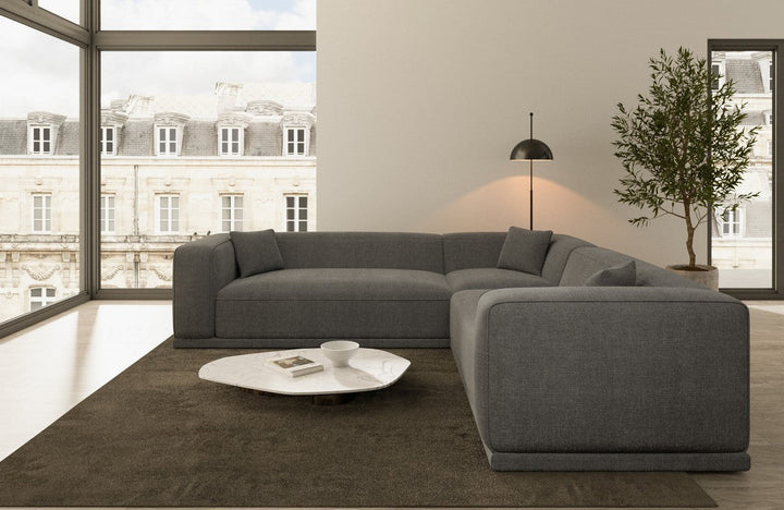 Design Polsterstoff Ecksofa Merida L Form mit Strukturstoff Bezug - Anthrazit