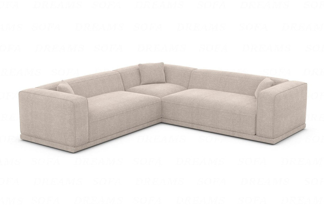 Design Polsterstoff Ecksofa Merida L Form mit Strukturstoff Bezug - Beige