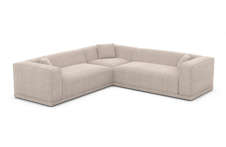 Design Polsterstoff Ecksofa Merida L Form mit Strukturstoff Bezug - Beige