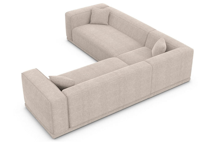 Design Polsterstoff Ecksofa Merida L Form mit Strukturstoff Bezug - Beige