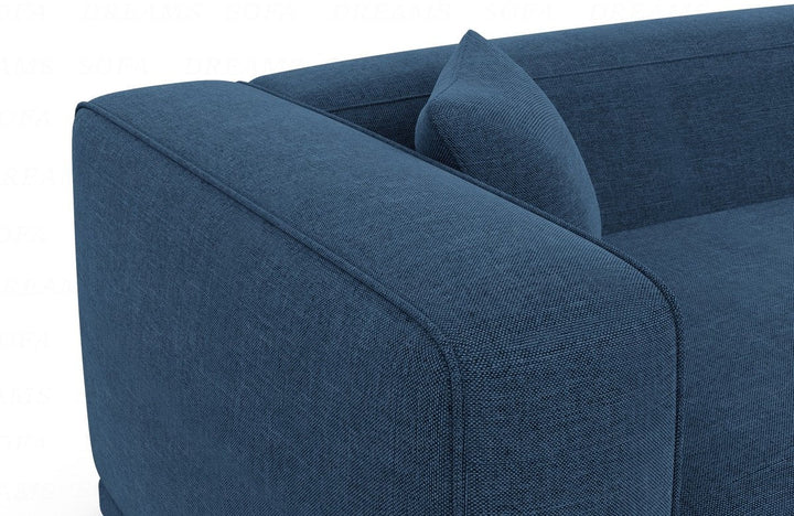 Design Polsterstoff Ecksofa Merida L Form mit Strukturstoff Bezug - Blau - Detailansicht