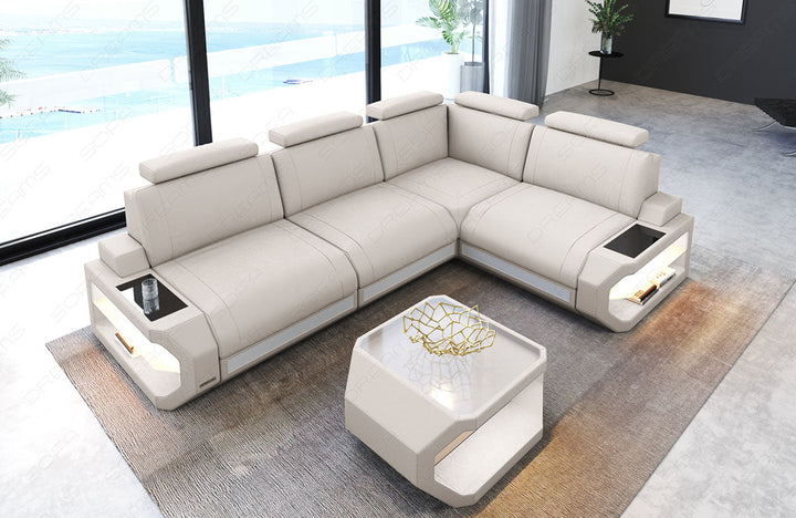 Polster Ecksofa Siena L Form in cream - Altara1A Wildleder Optik