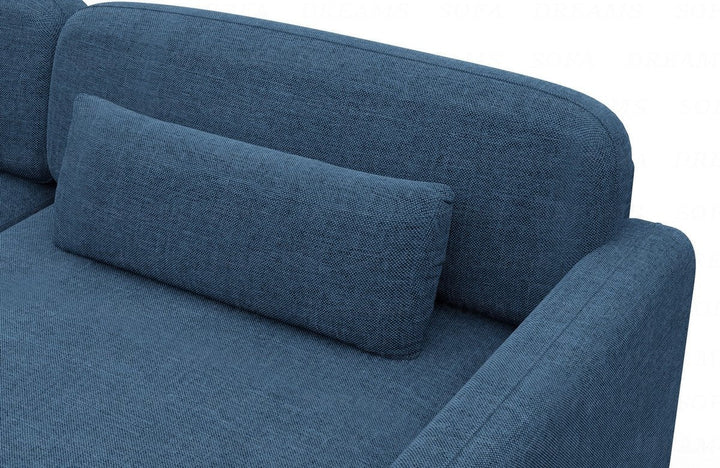 Design Polster Ecksofa Valencia L Form mit Strukturstoffbezug - Blau - Detailansicht