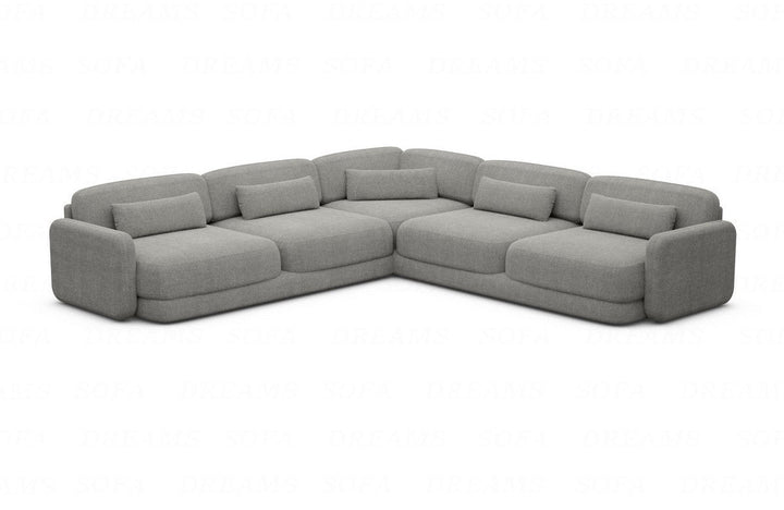 Design Polster Ecksofa Valencia L Form mit Strukturstoffbezug - Dunkelgrau