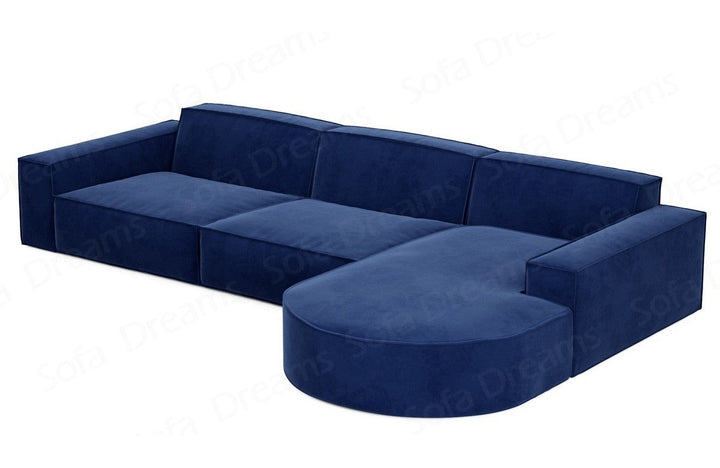Design Stoff Ecksofa Alegranza L form kurz in Samtstoff - Dunkelblau