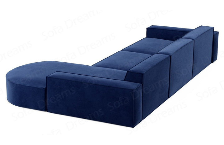 Design Stoff Ecksofa Alegranza L form kurz in Samtstoff - Dunkelblau